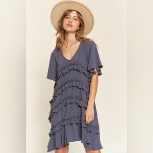 Flawless Black flowwy ruffle dress